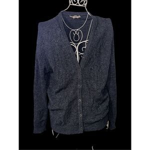 Vintage 70s Jaeger Grey Lambswool, Cashmere, and camel hair Cardigan Sweater Siz